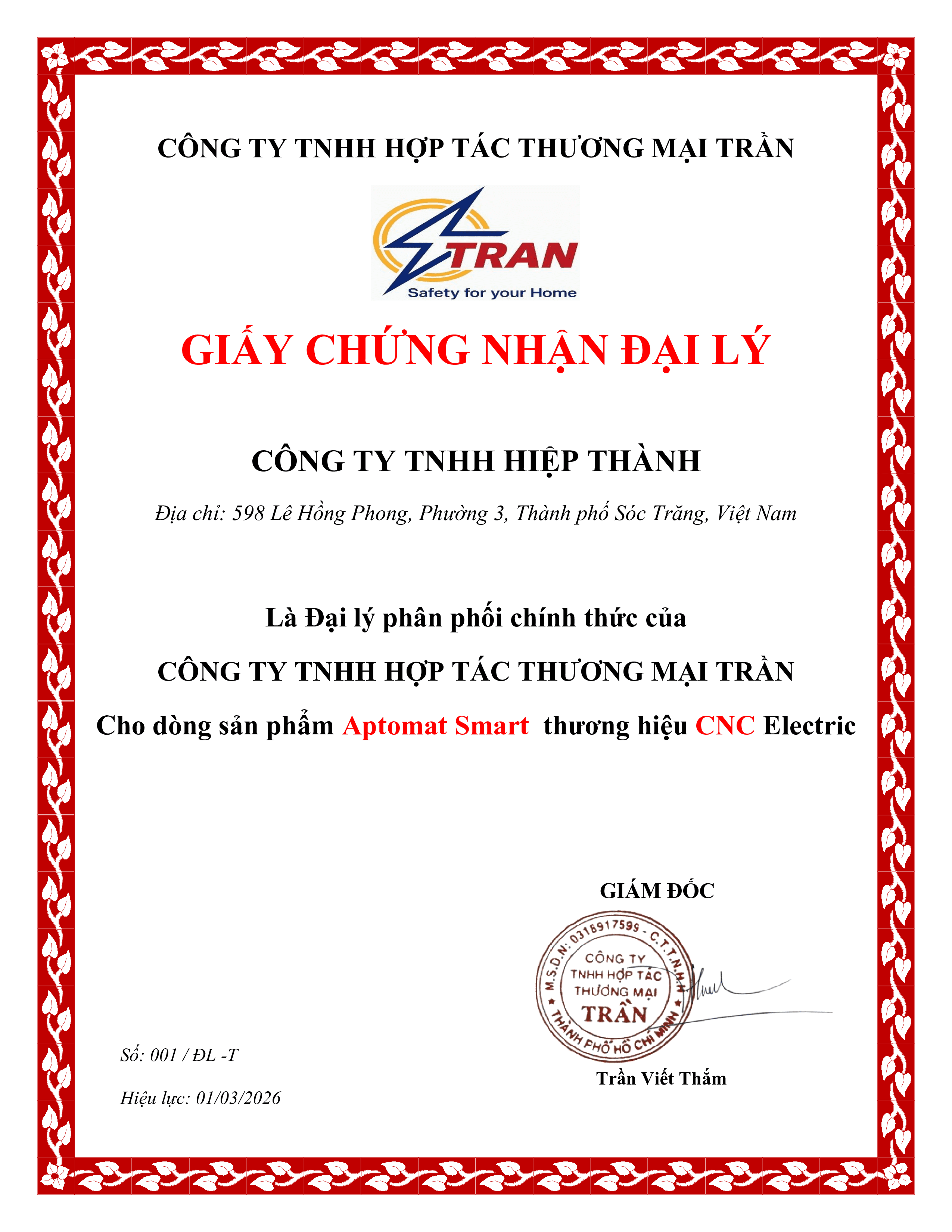 Certificate CN-HT