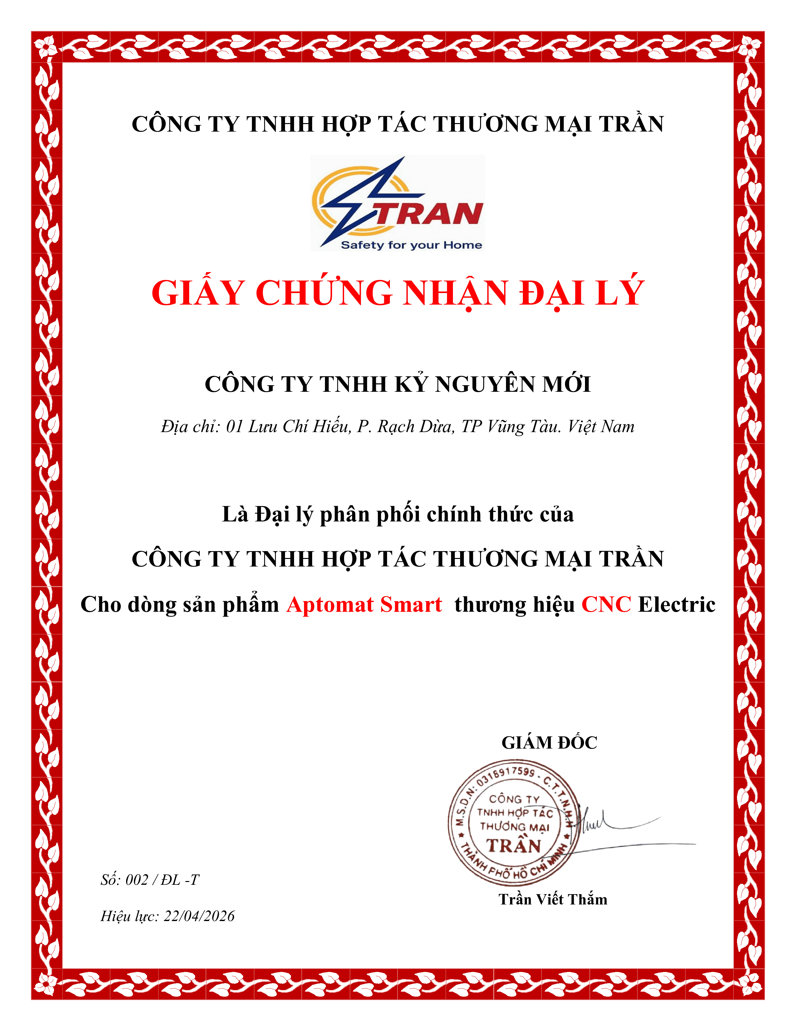 Certificate CN-KNM